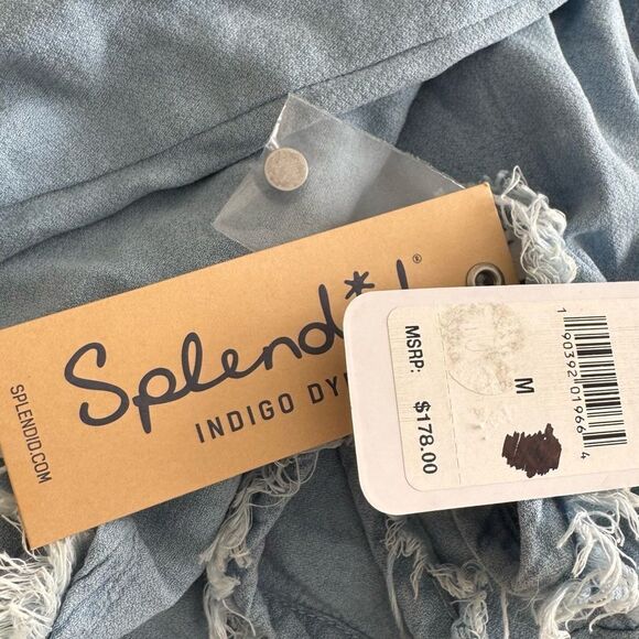 Splendid Women's Blue Sleeveless Crosshatch Tie Side Mini Wrap Dress Size M NWT - Picture 6 of 8